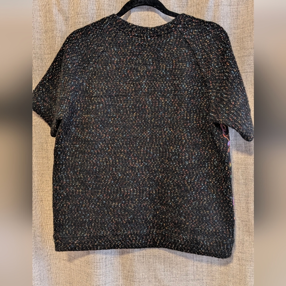 Anthropologie JAMES COVIELLO Metallic Brocade Front Short Sleeve Sweater… - Picture 7 of 8